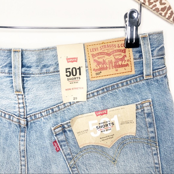 Levi's 501 Mid Rise Cut Off Denim Shorts Size 29 - Picture 3 of 8